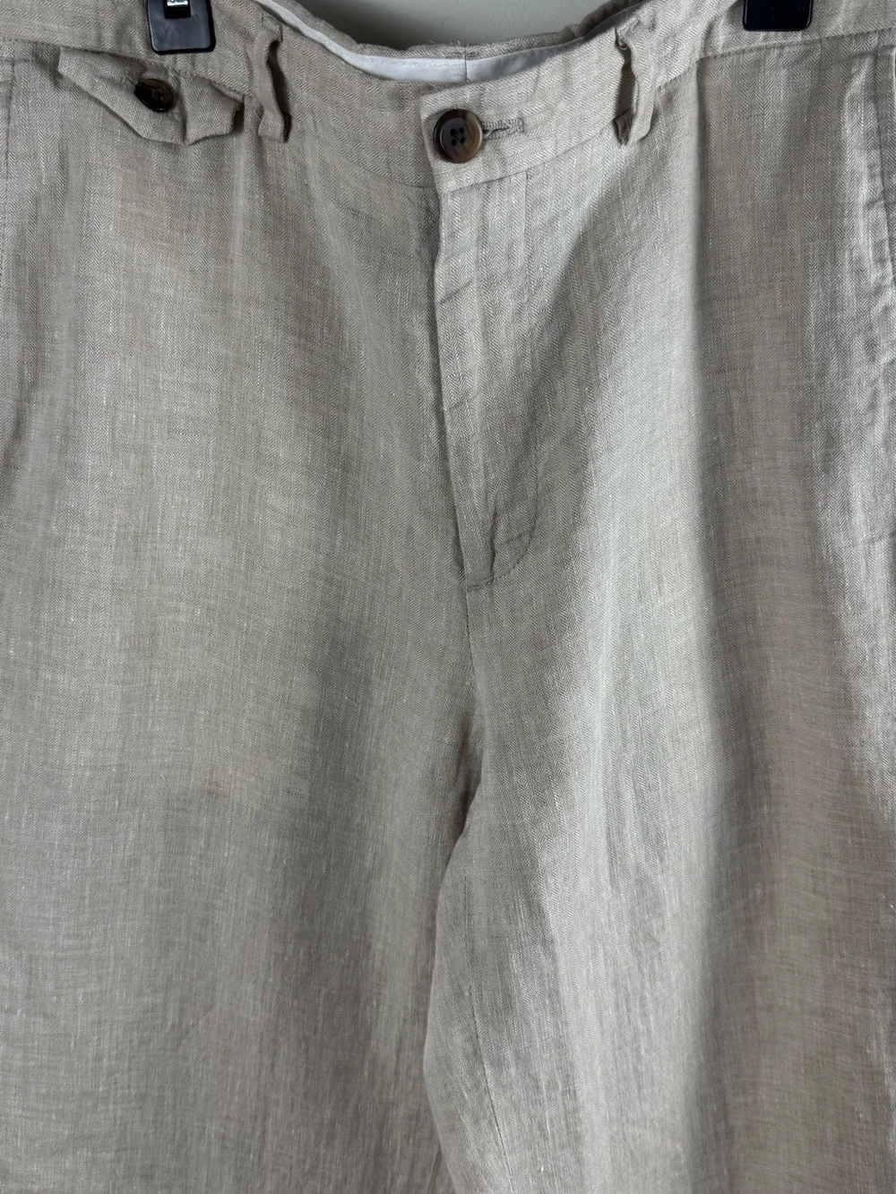 Claiborne 100% Linen Pants Men’s 30x32 Beige Flat Front Casual Lightweight